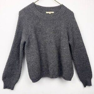 ALI GOLDEN MERINO WOOL AND ALPACA MOCK TURTLENECK SWEATER GREY SMALL